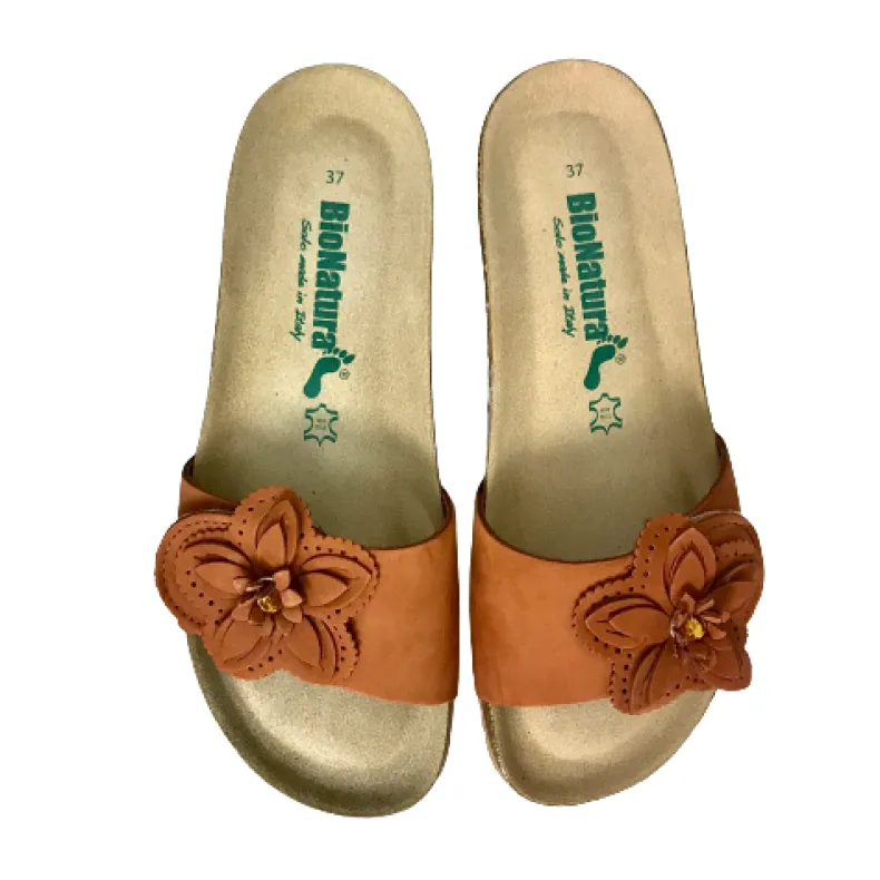 Bionatura Slipper With Rust Flower