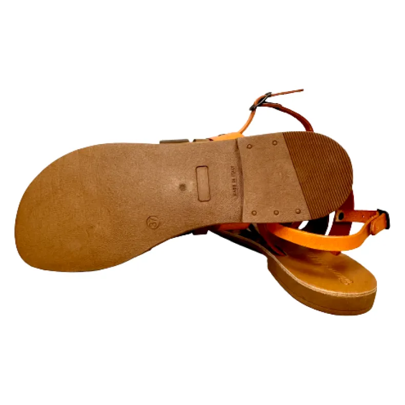 Brown Multicolored Handmade Sandal