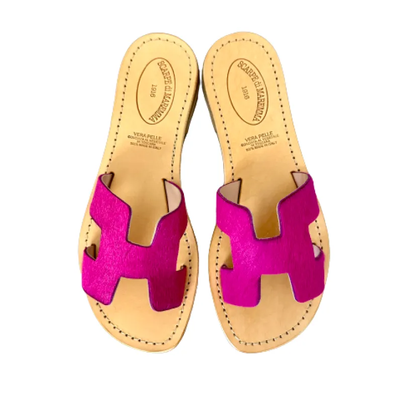 Elena – Fuchsia Leather And Ponyskin Slipper Mod. Hermès
