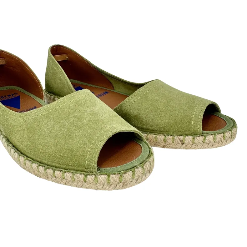 Handcrafted Espadrilles In Sage Green Verbenas Suede