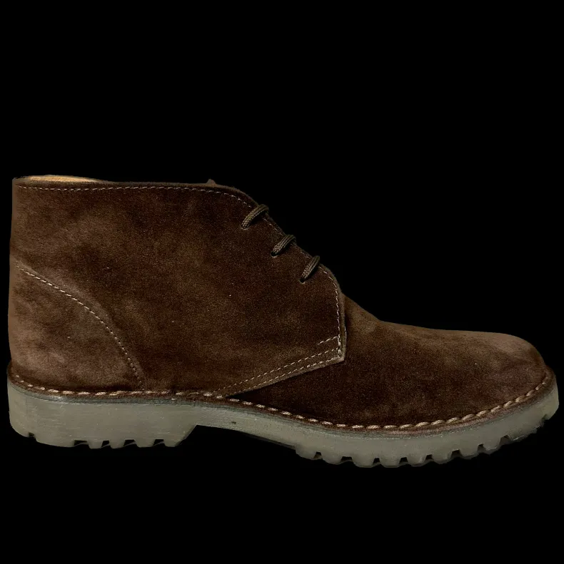 Handmade Dark Brown Ankle Boot With Internal Leather Tank