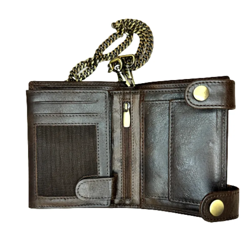 Handmade Greased Wallet With Chain