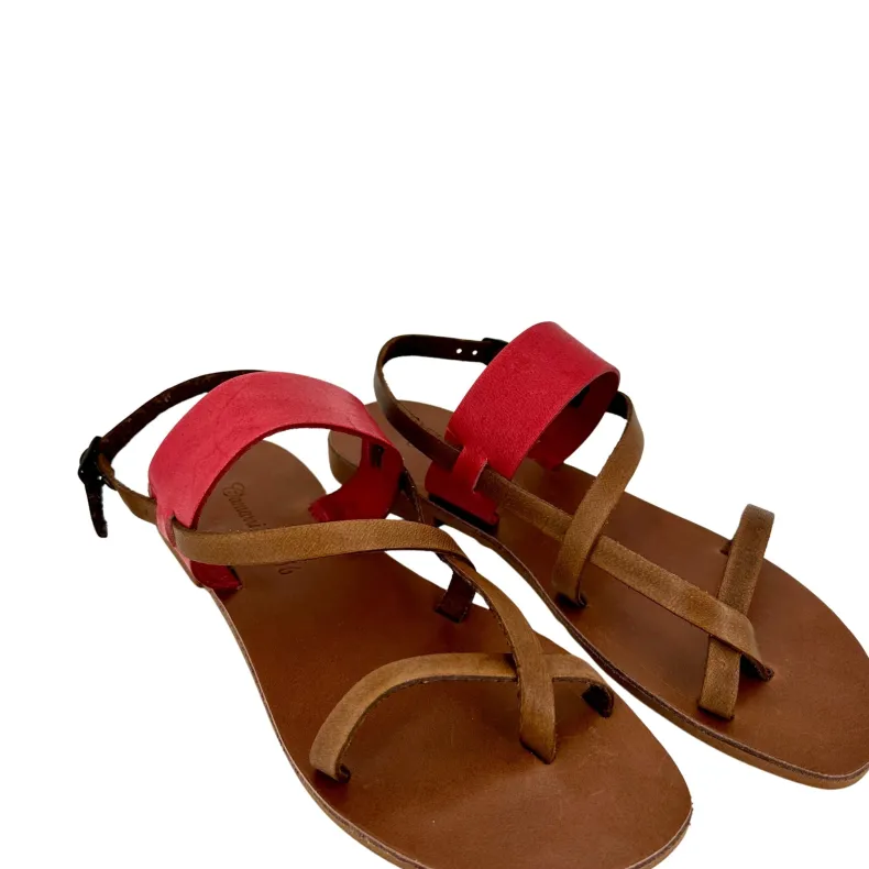 Handmade Leather And Red Flip-flop Sandal