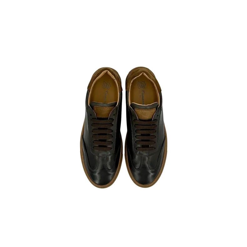 Handmade Sneakers In Dark Brown Leather