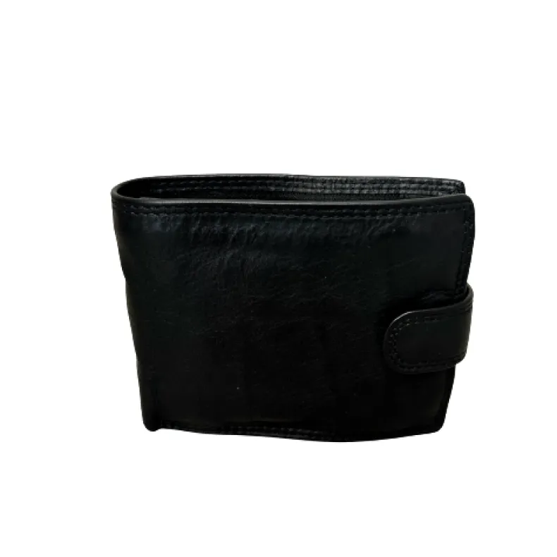 Handmade Wallet In Washed Leather With Button