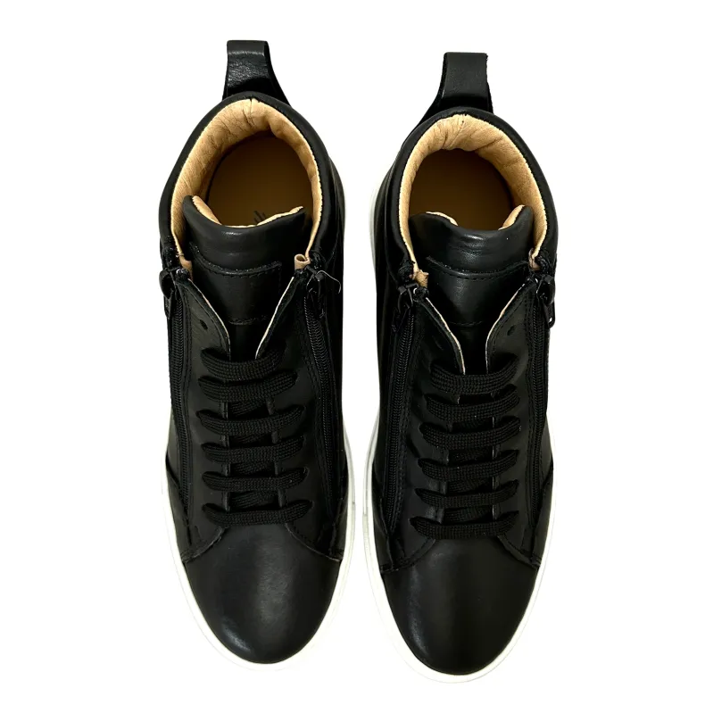 High Handcrafted Sneakers In Black Leather