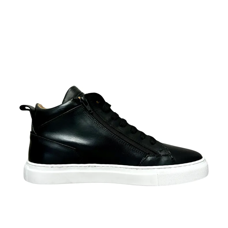 High Handcrafted Sneakers In Black Leather