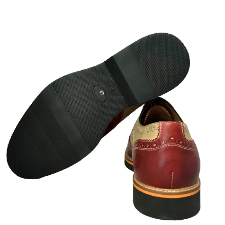 Lace-up In Red And Taupe Leather Mod. C.