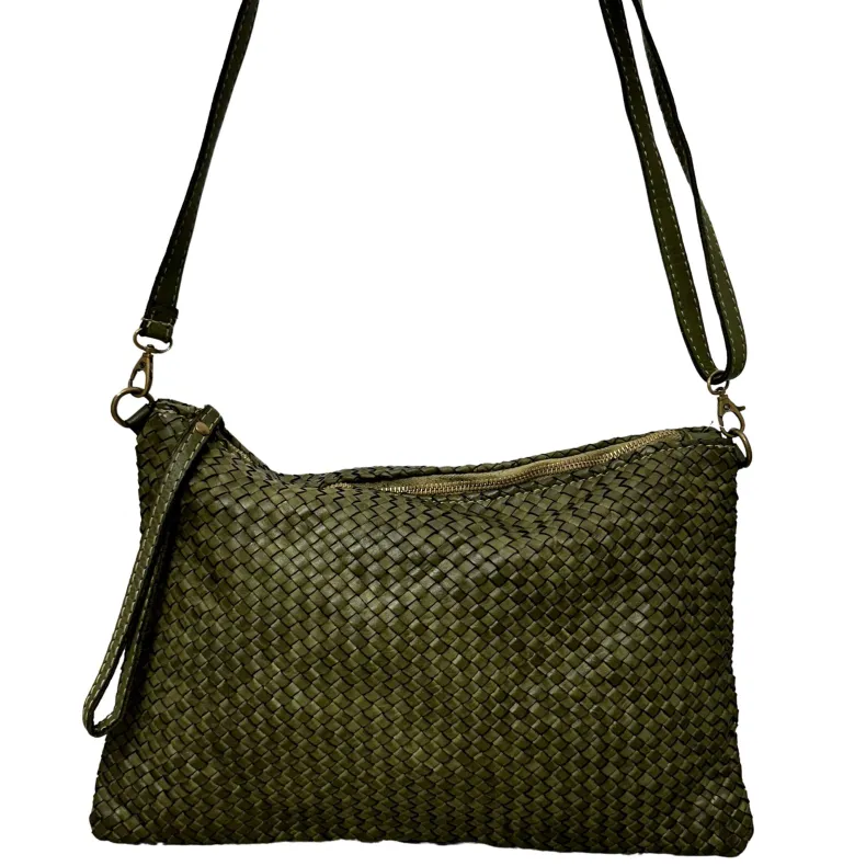 Maya Big – Woven Leather Clutch Bag