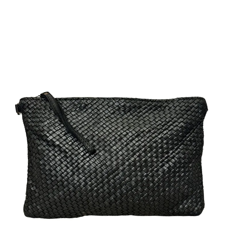Maya Big – Woven Leather Clutch Bag