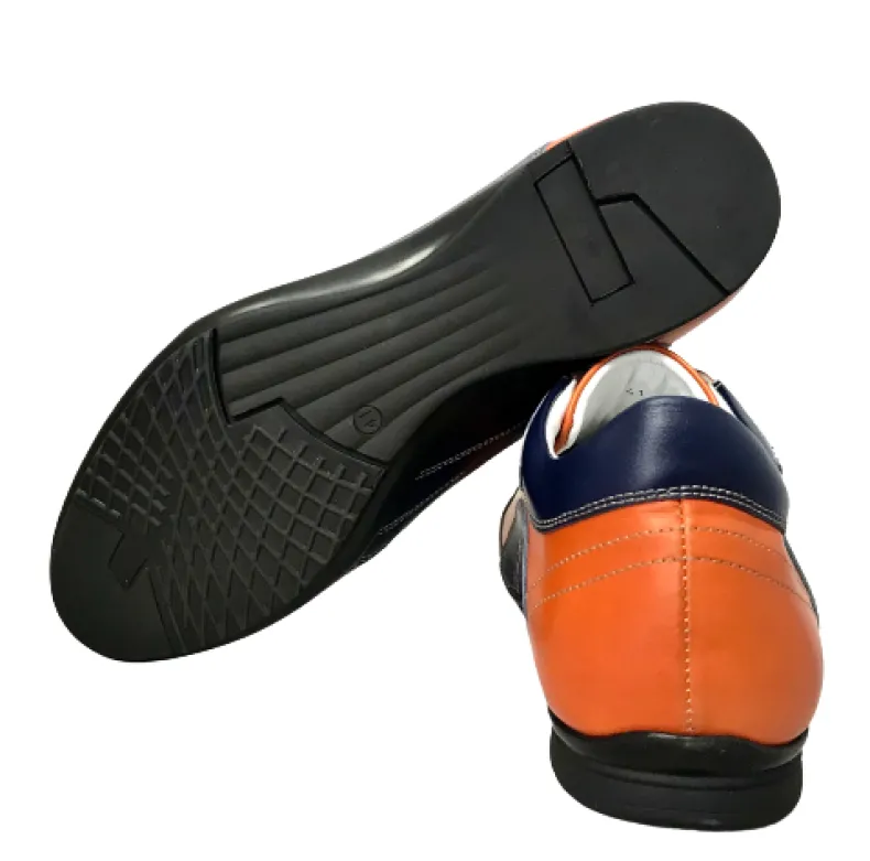 Race Sneakers In Orange And Blue Leather