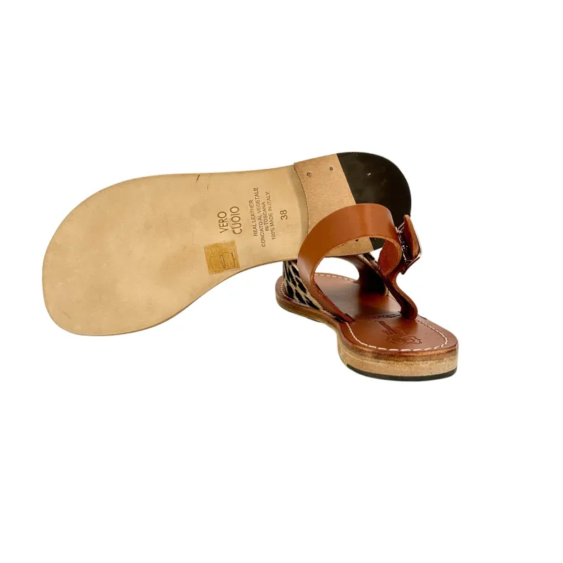 Sandal In Leather And Leopard-print Pony Skin Mod. Lara