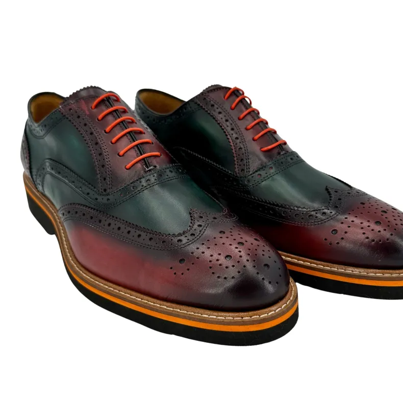 Sole V - Green And Burgundy French Shoes