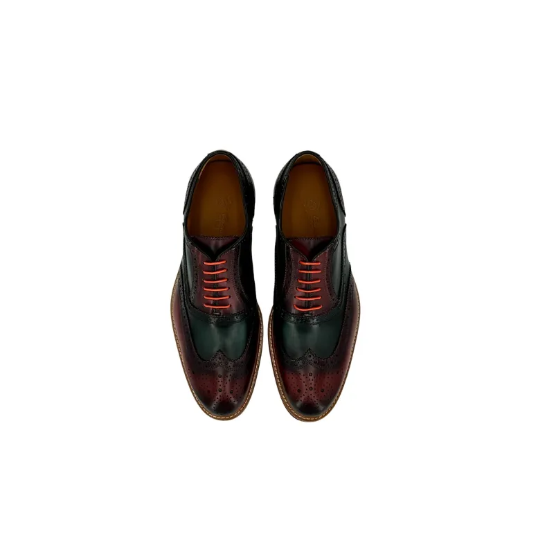 Sole V - Green And Burgundy French Shoes