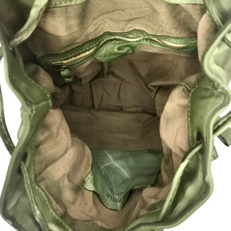 Tancredi – Handmade Taupe Backpack With Woven Flaps