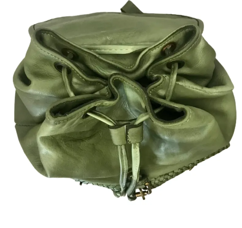 Tancredi – Handmade Taupe Backpack With Woven Flaps