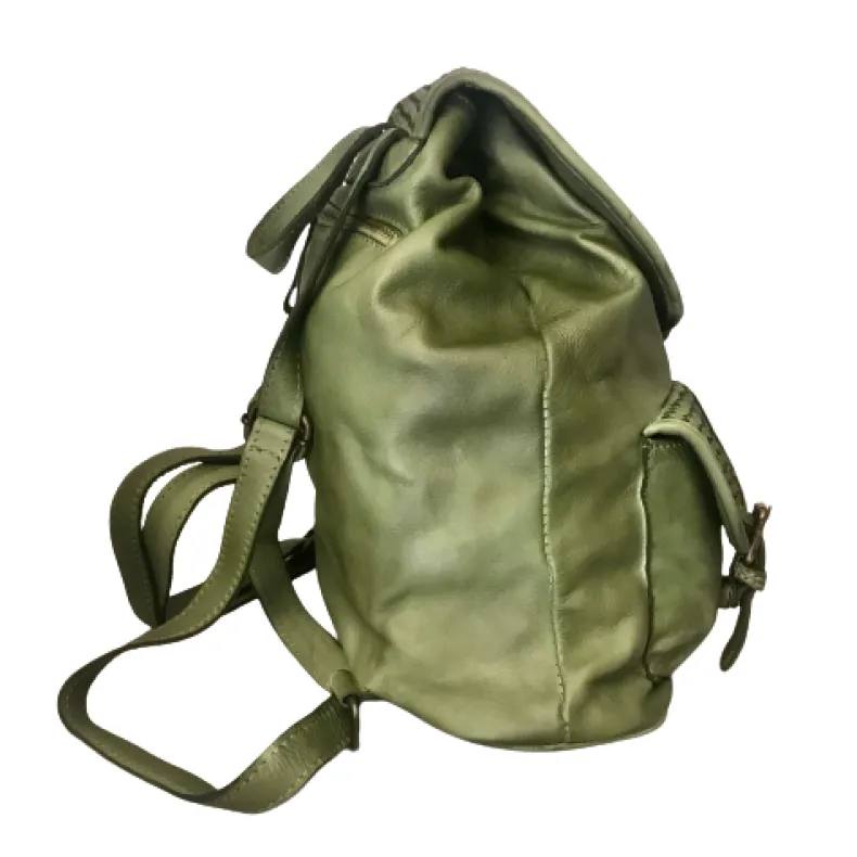 Tancredi – Handmade Taupe Backpack With Woven Flaps