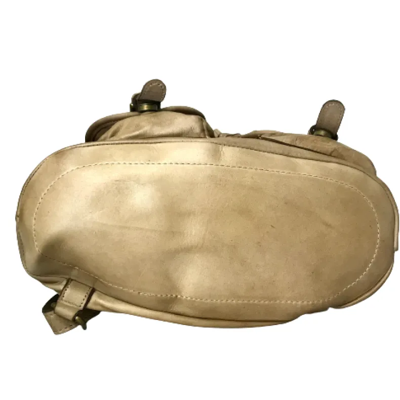 Tancredi – Handmade Taupe Backpack With Woven Flaps