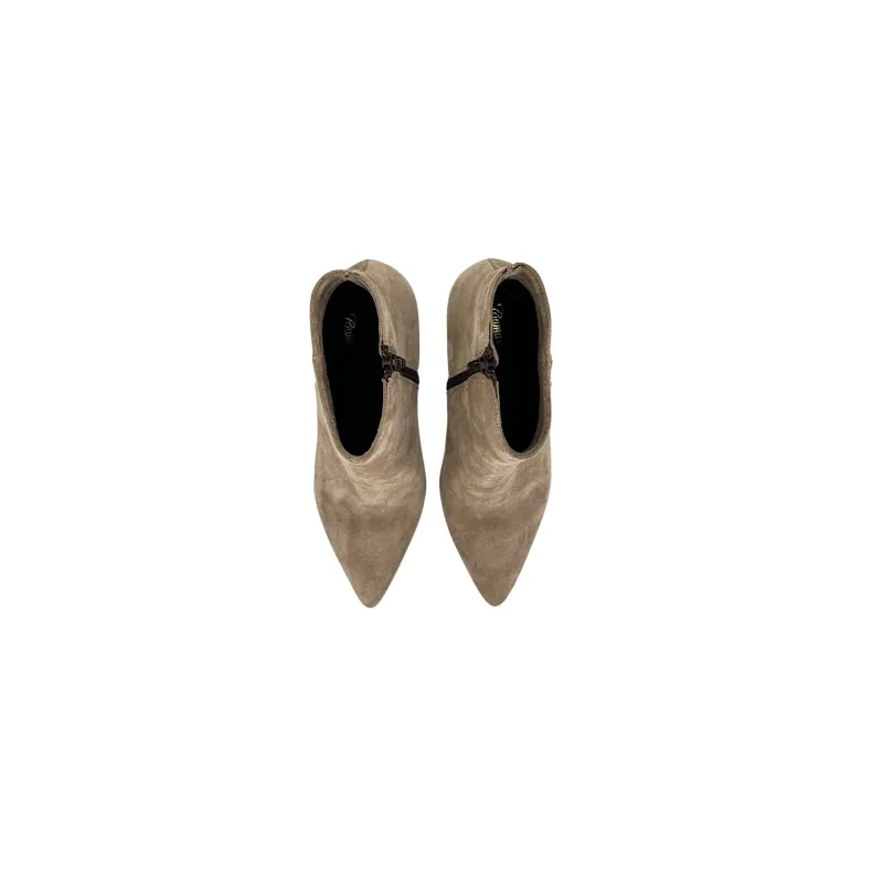 Taupe Suede Ankle Boot With 9cm Heel