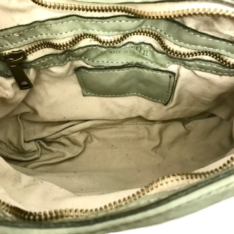 Woven Bag With Strap And Sage Green Shoulder Strap